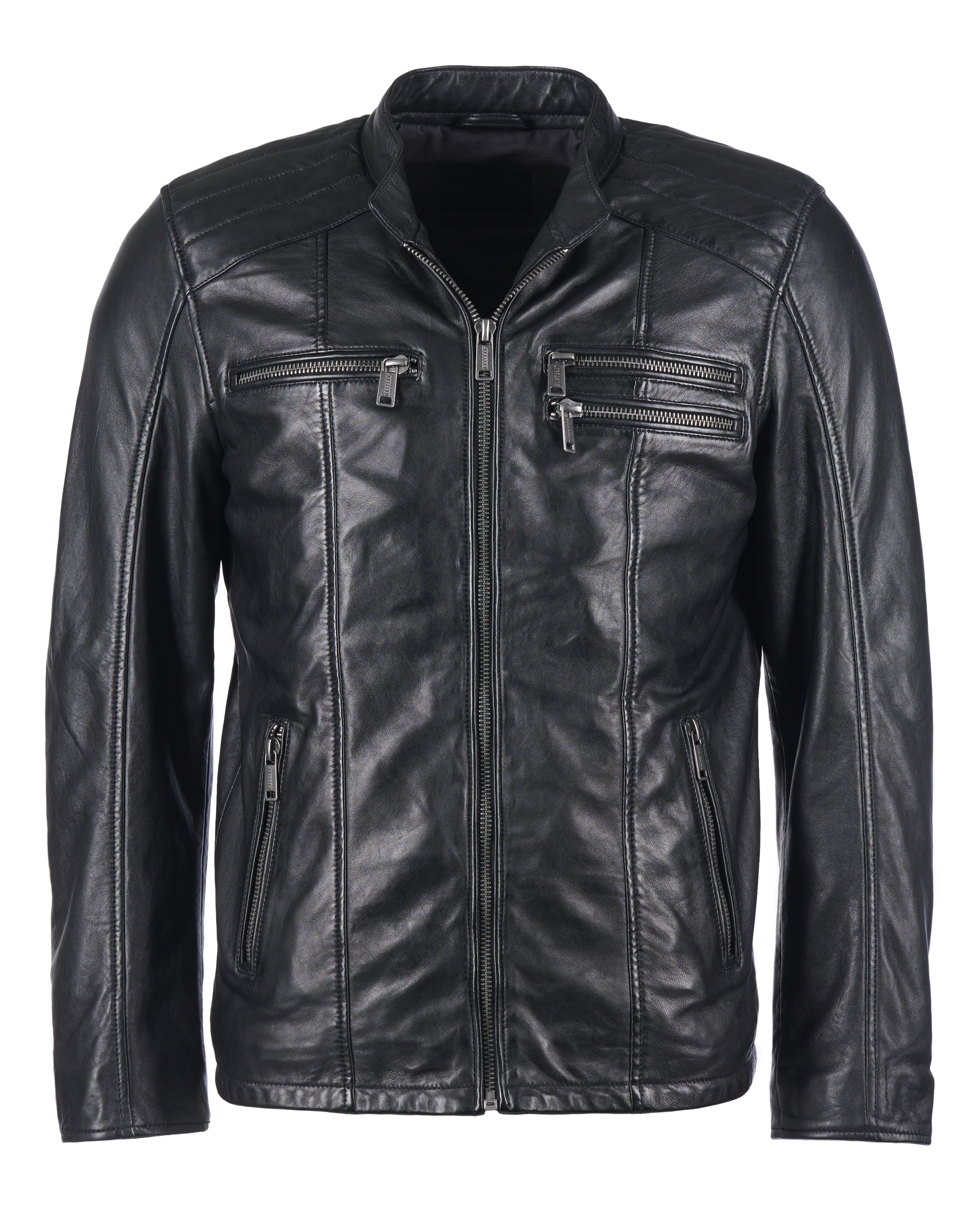 Куртка кожаная men's straight biker jacket with embossing