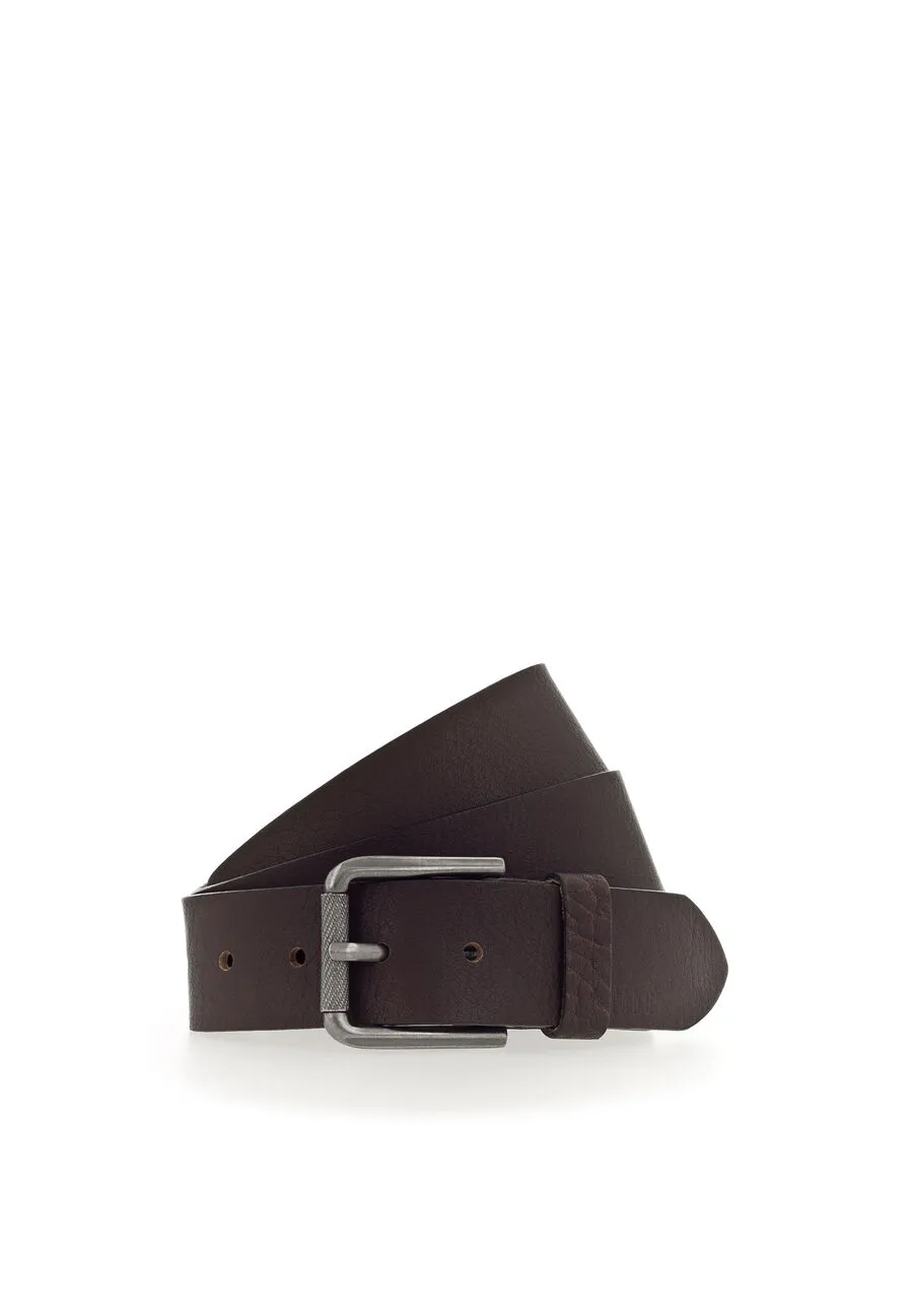 Ремень Leather belt in 40mm with buckle in blackened silver темно-коричневый цвет