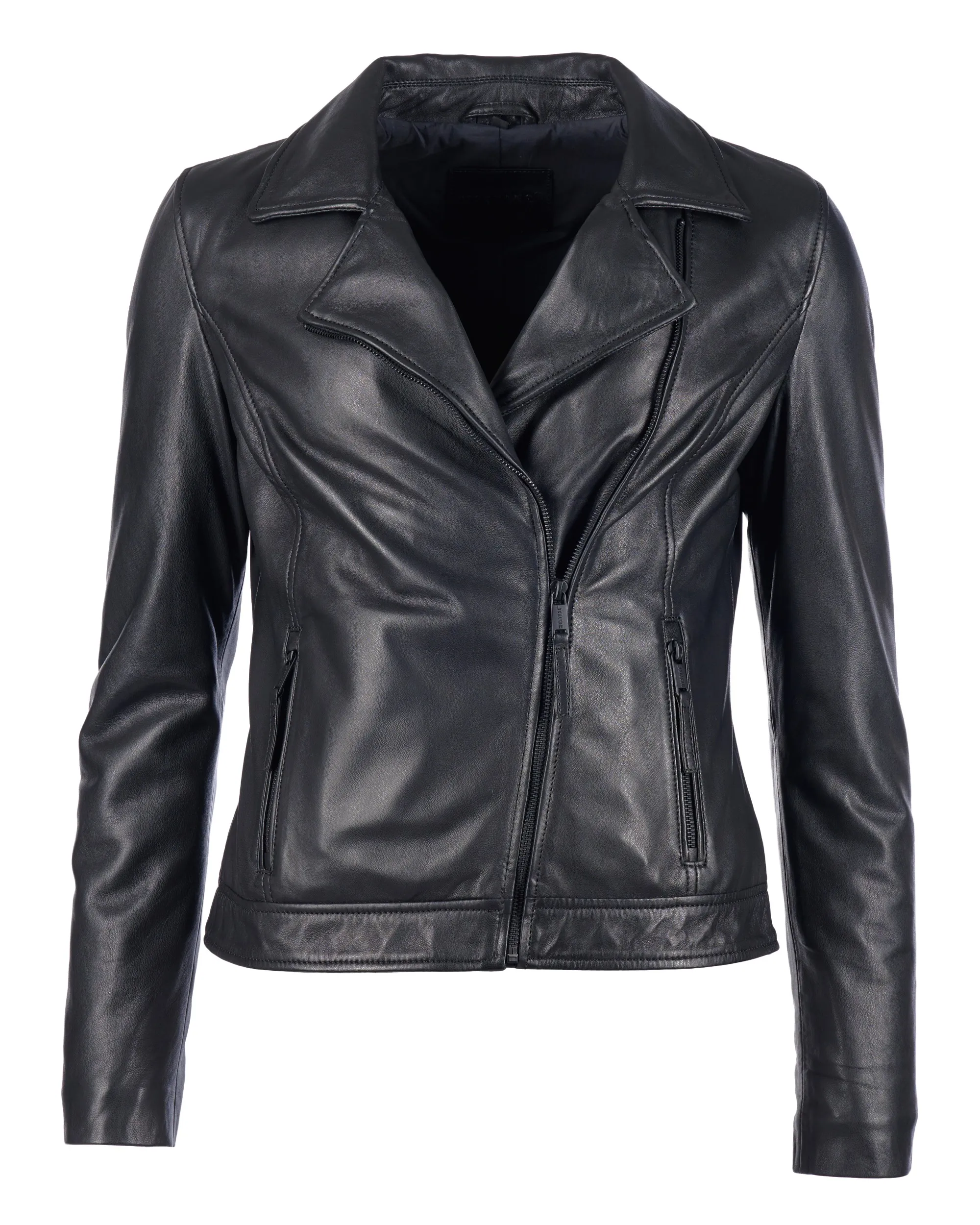 Куртка кожаная asym. biker jacket with back embroidery Чёрный