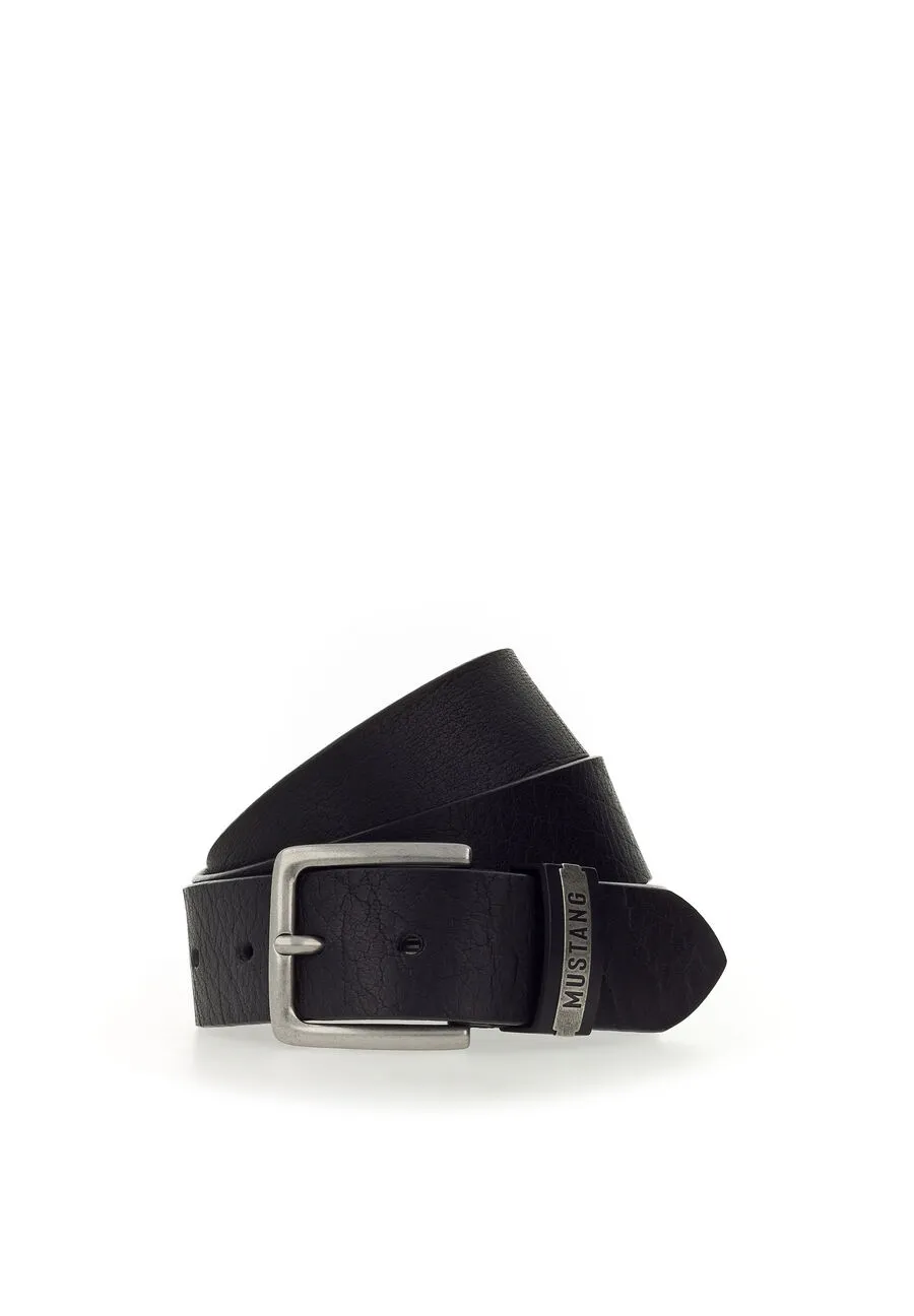 Ремень Leather belt in 40mm with metal loop and buckle in polished silver чёрный цвет
