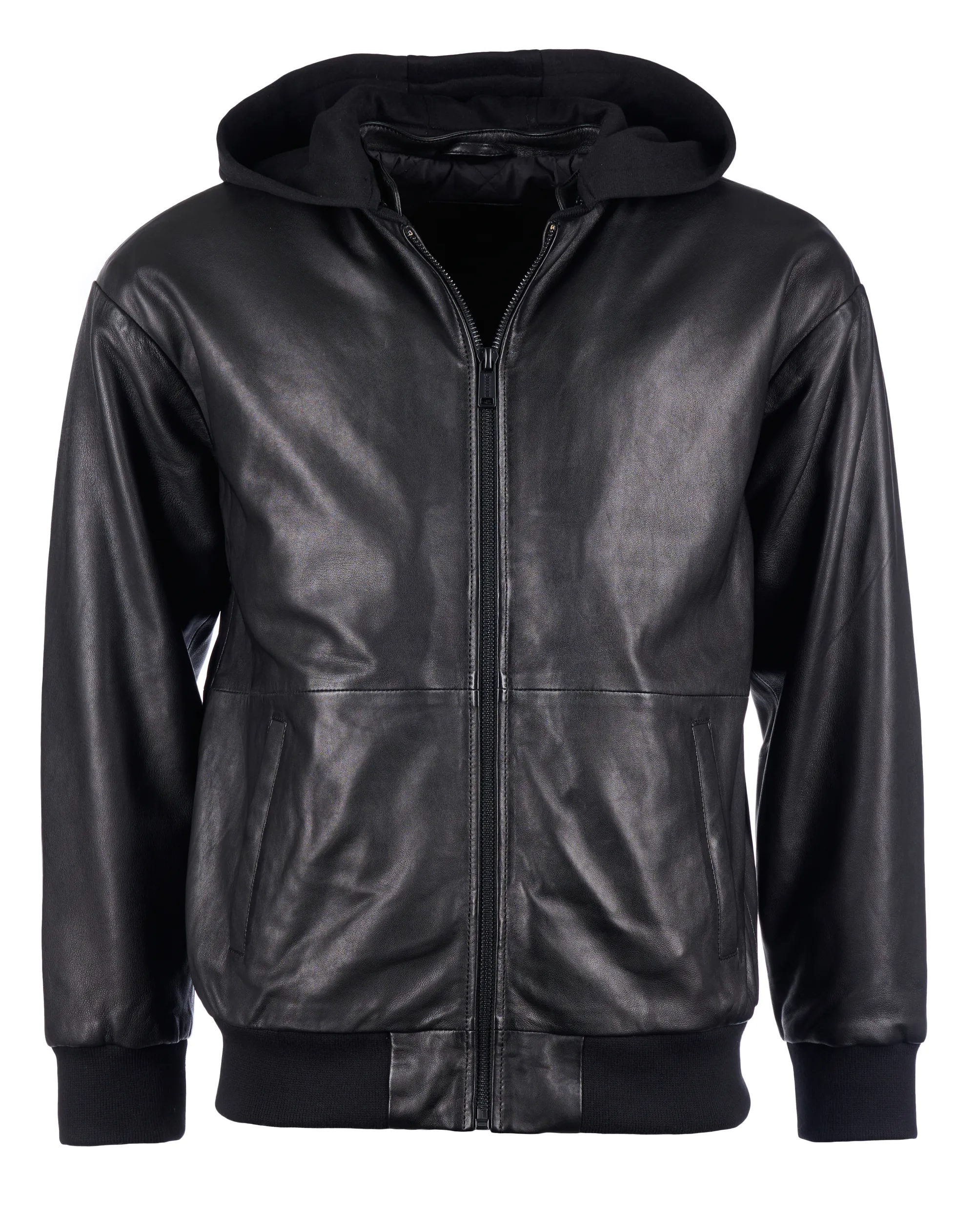 Куртка кожаная men's oversized blouson with det. hood чёрный цвет