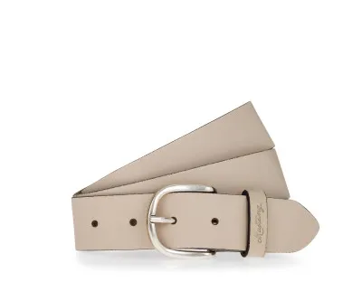 Ремень Leather belt in 35 mm with buckle in polished silver(Leather in a light pull-up