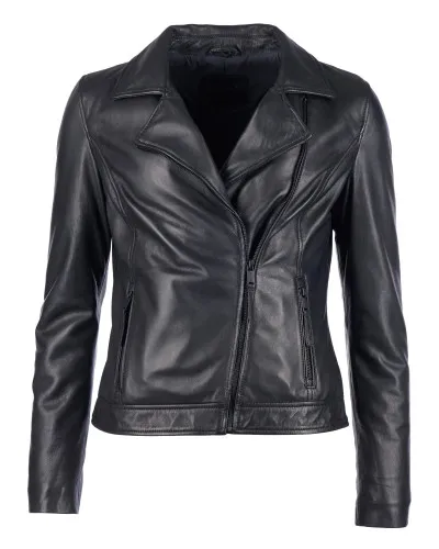 Куртка кожаная asym. biker jacket with back embroidery Чёрный