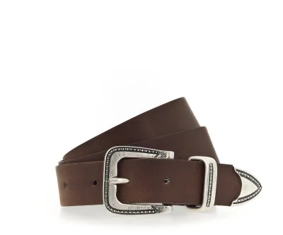 Ремень Leather belt in 30 mm with fittings in polished silver