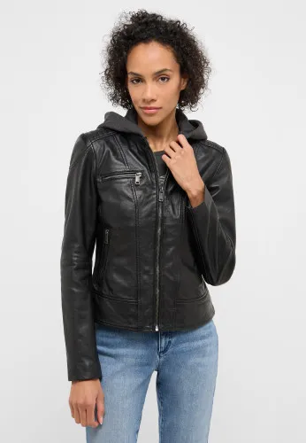 Куртка кожаная women 'sbiker jacket with det. hood
