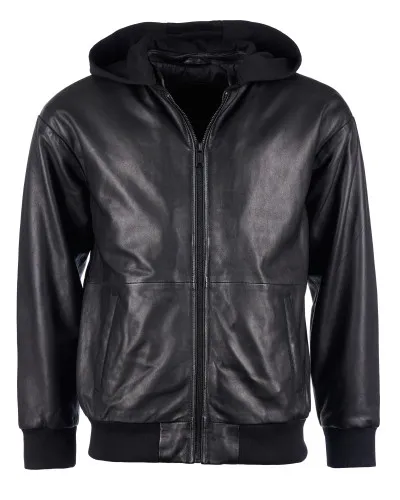 Куртка кожаная men's oversized blouson with det. hood