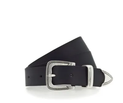 Ремень Leather belt in 30 mm with fittings in polished silver