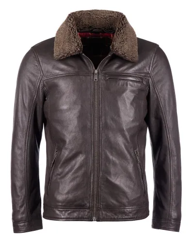 Куртка кожаная men's straight jkt. with det. real fur collar