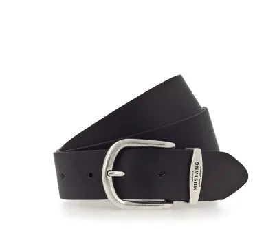 Ремень Leather belt in 35 mm with metal loop and buckle in polished silver