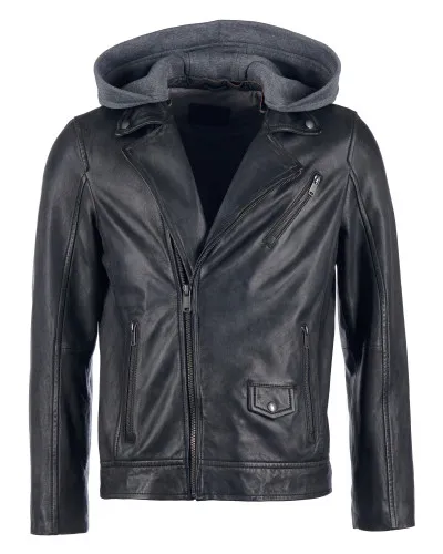 Куртка кожаная men´s asym. biker jacket with det. hood