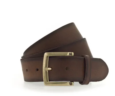 Ремень Leather belt in 40 mm with embossing and buckle in brass antique