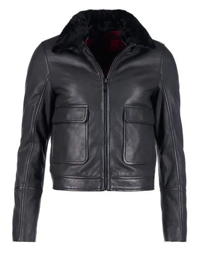 Куртка кожаная women's straigth jkt w. det. real fur collar