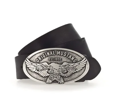 Ремень Leather belt in 40 mm with buckle in polished silver