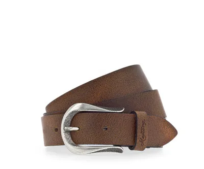Ремень Leather belt in 30 mm with buckle in polished silver