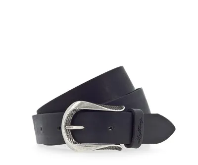 Ремень Leather belt in 30 mm with buckle in polished silver