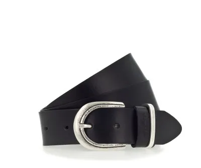 Ремень Leather belt in 35 mm with airbrushed edges, buckle and metal loop in polished silver