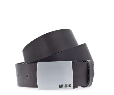 Ремень Leather belt in 40mm with buckle in satined, blackened silver