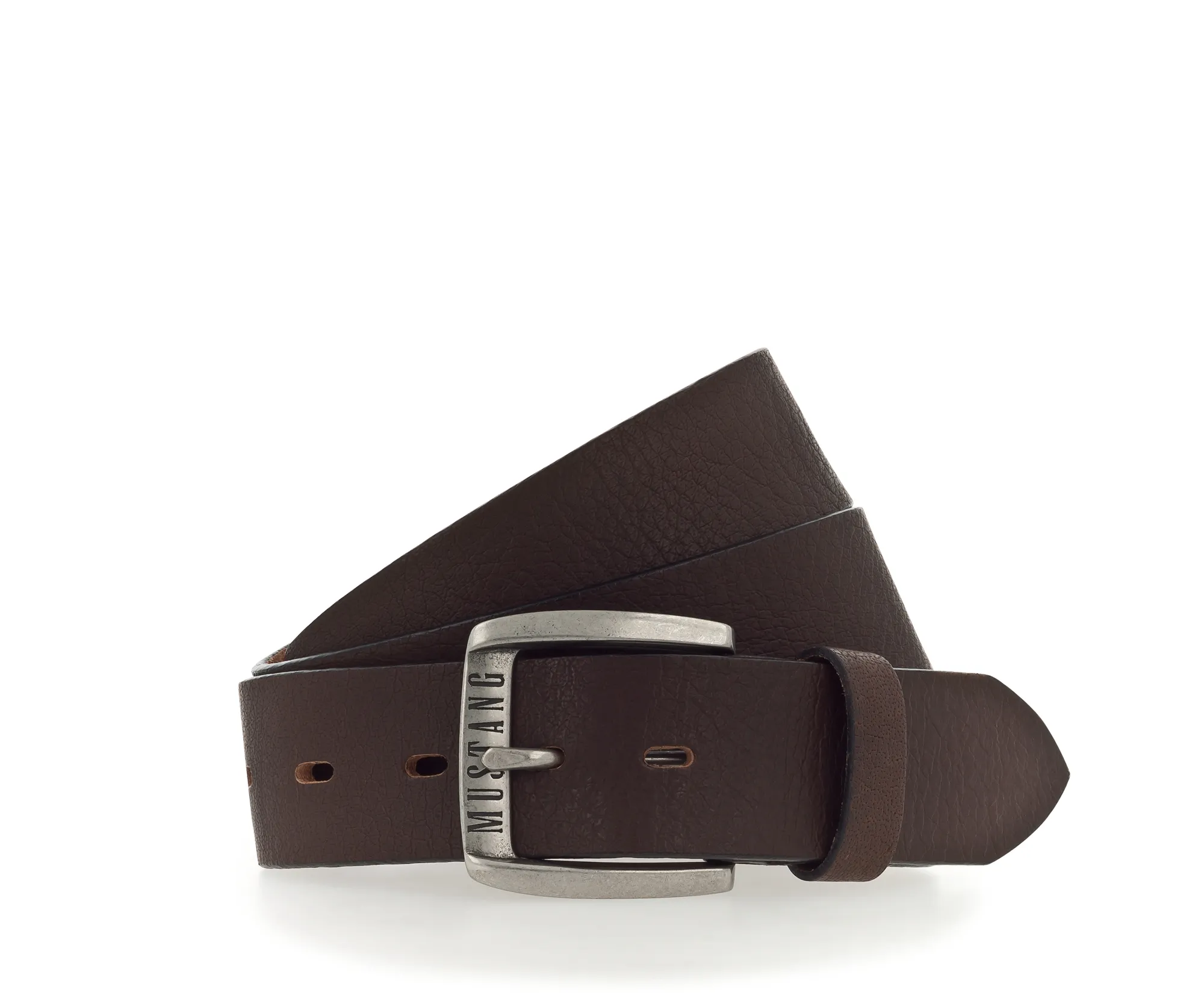 Ремень Leather belt in 40mm with buckle in blackened silver Темно-коричневый