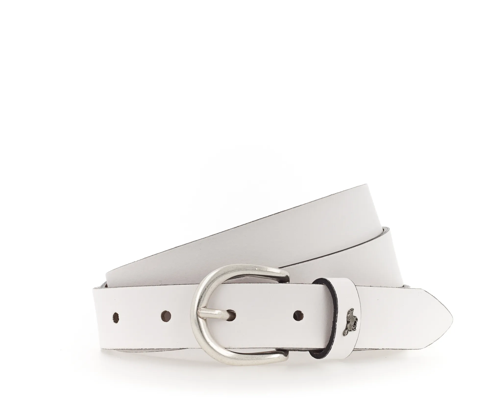 Ремень Leather belt in 25mm with buckle in polished silver(Leather in a light pull-up look with vintage cha белый