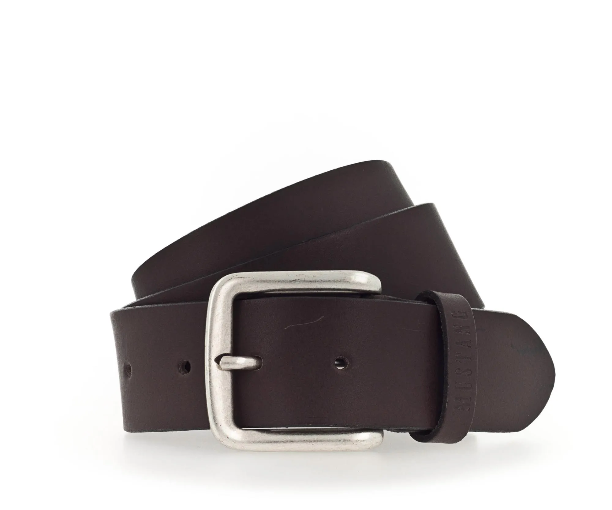 Ремень Leather belt in 40 mm with buckle in silver antique коричневый
