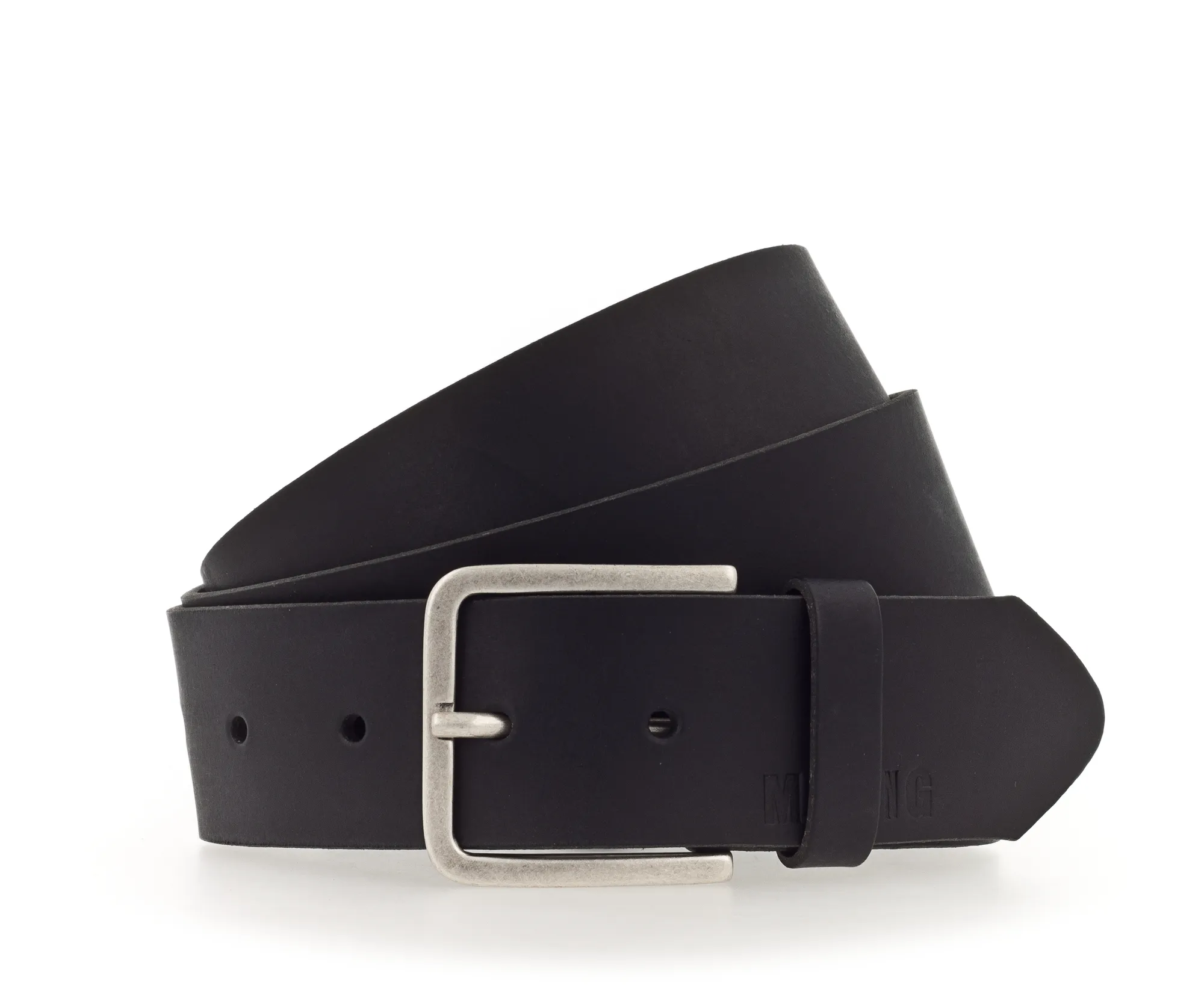 Ремень Leather belt in 40 mm with buckle in silver antique Чёрный