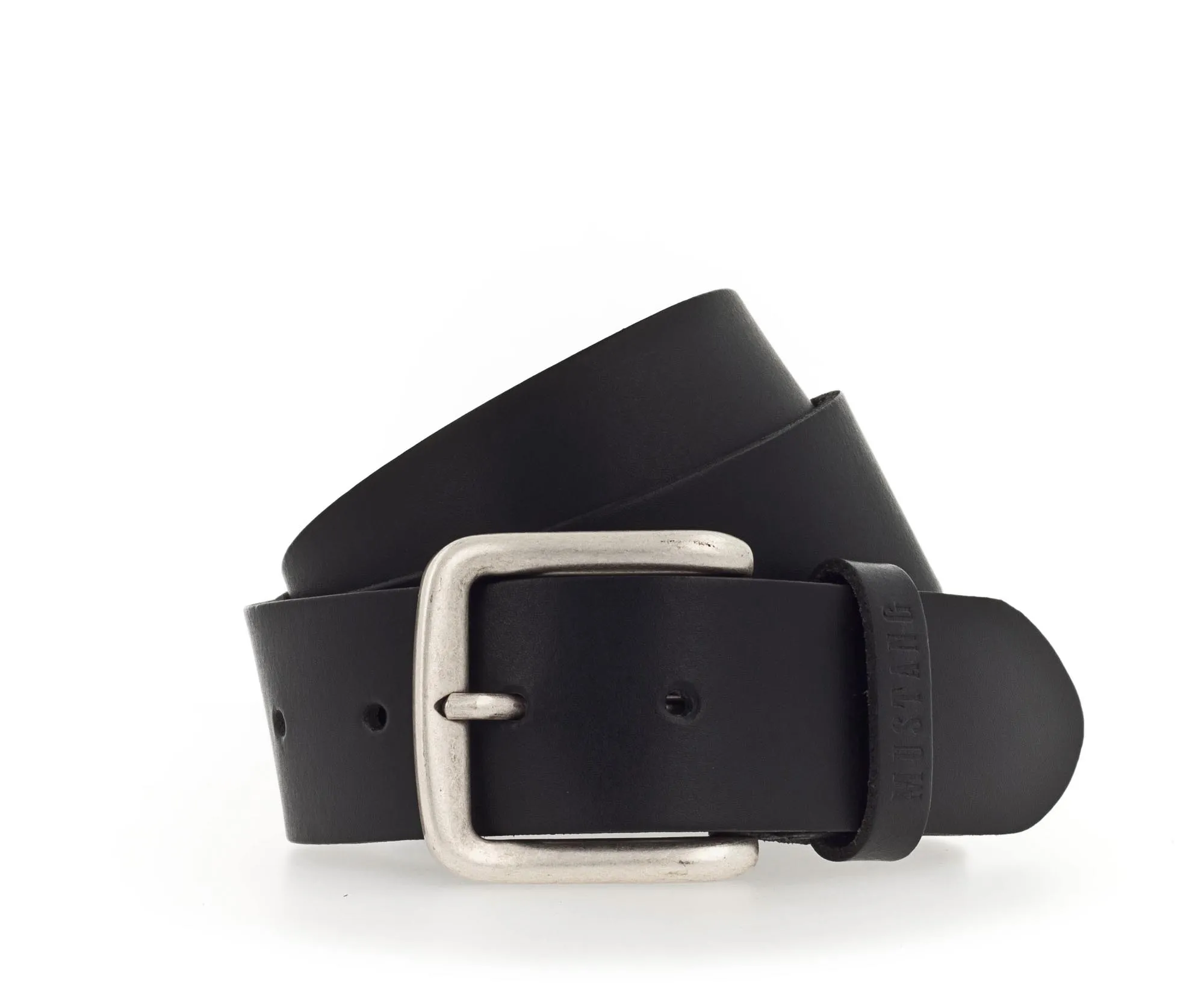 Ремень Leather belt in 40 mm with buckle in silver antique чёрный цвет