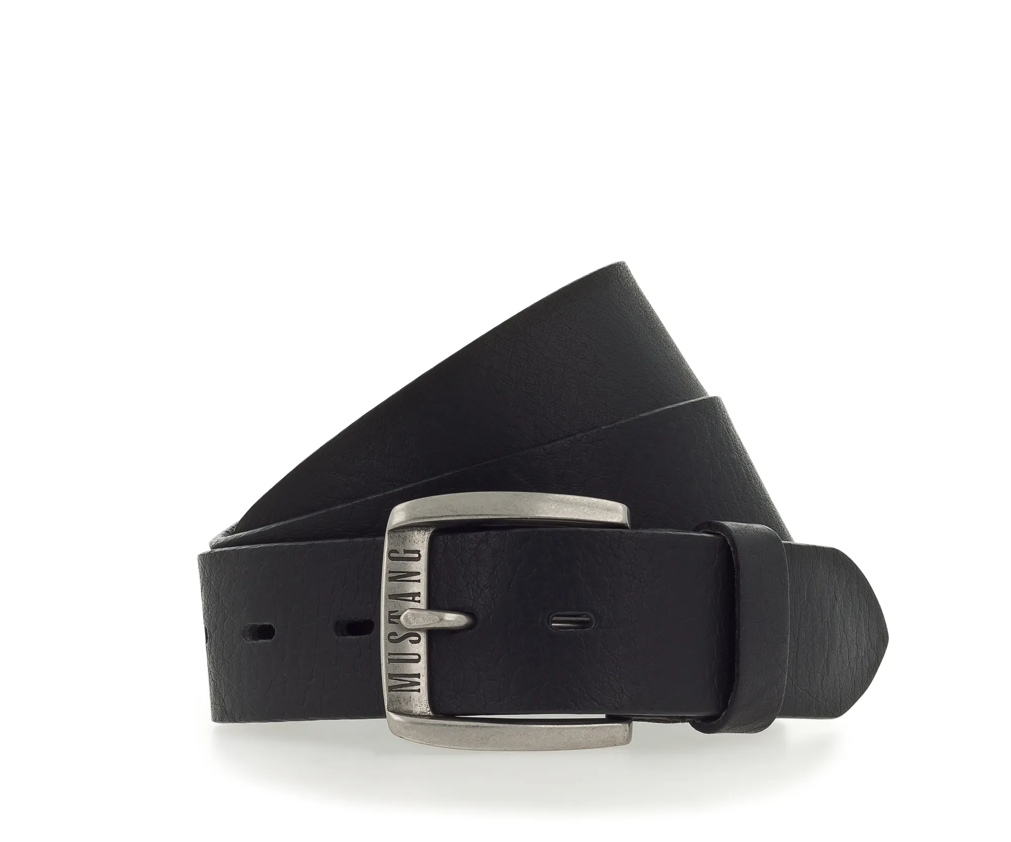 Ремень Leather belt in 40mm with buckle in blackened silver Чёрный