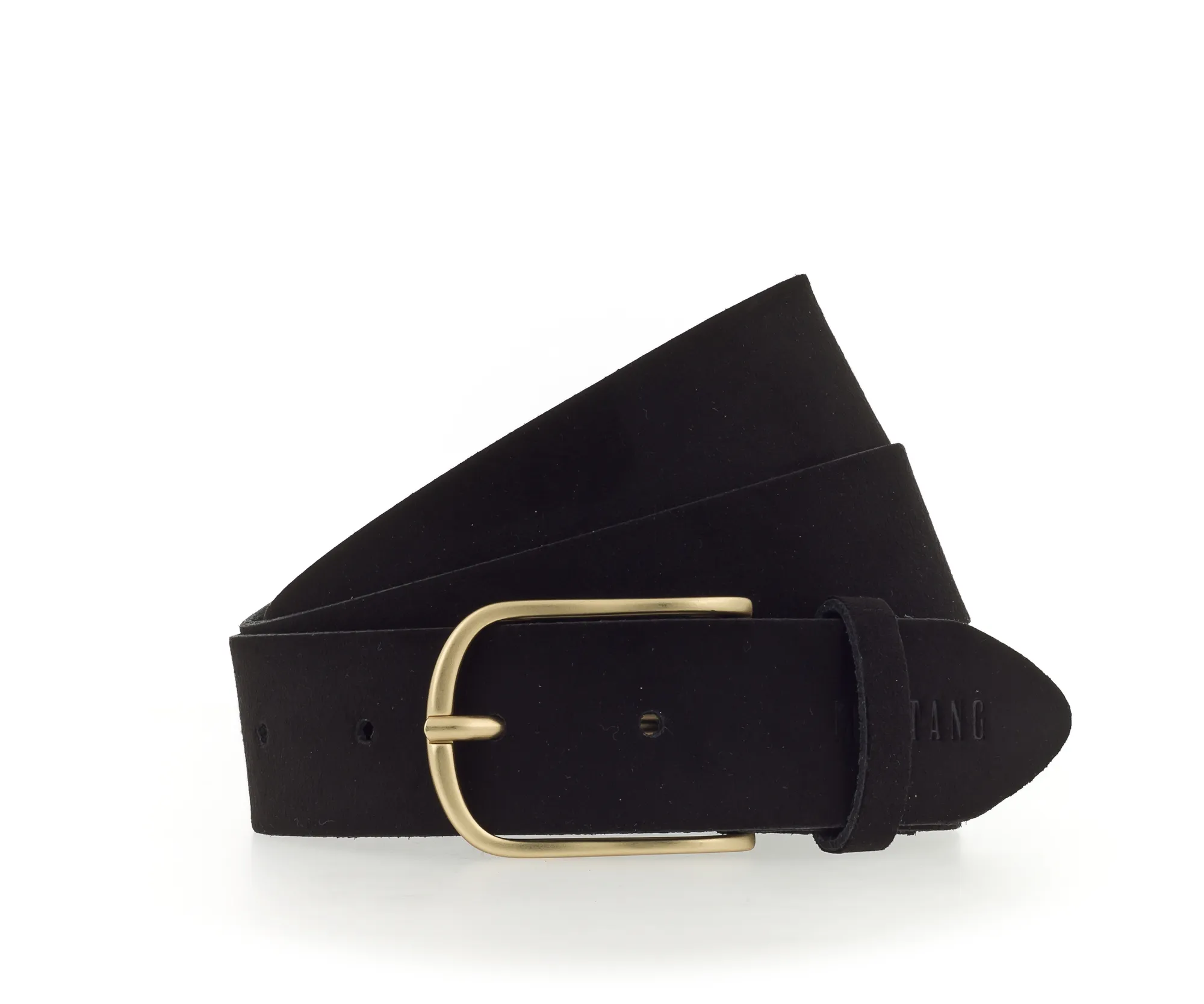 Ремень Suede belt in 35mm with buckle in matt gold Чёрный