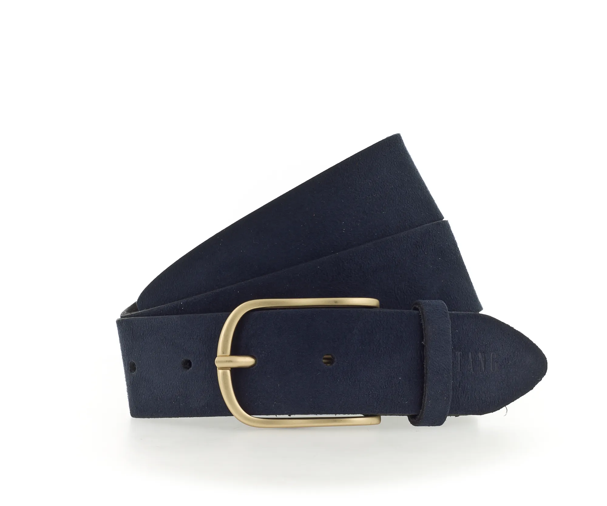 Ремень Suede belt in 35mm with buckle in matt gold синий
