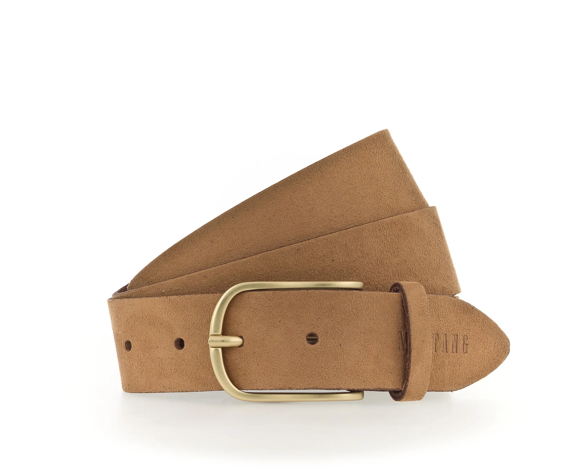 Ремень Suede belt in 35mm with buckle in matt gold коричневый цвет