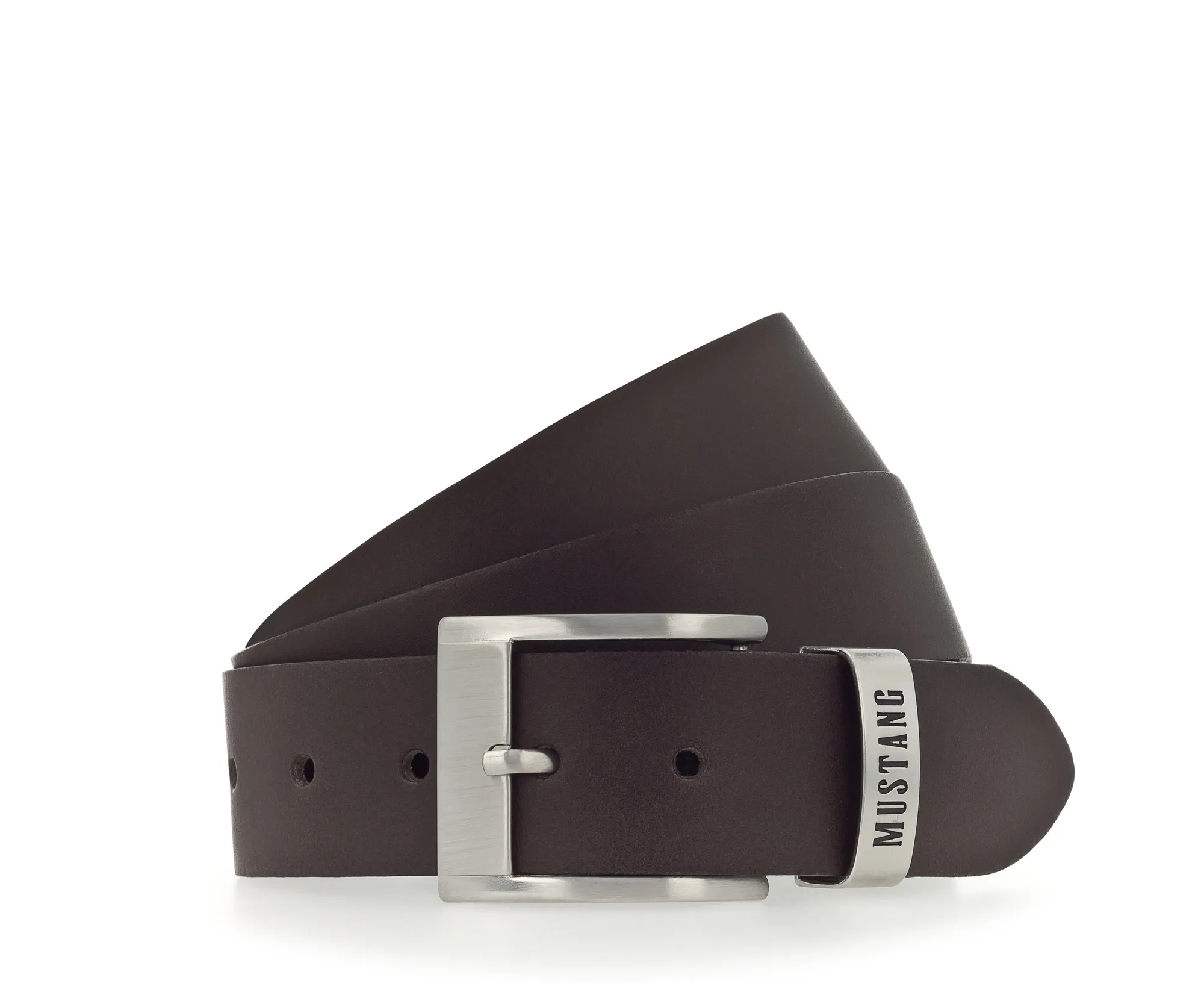 Ремень Leather belt in 40 mm with metal loop and buckle in brushed nickel Чёрный