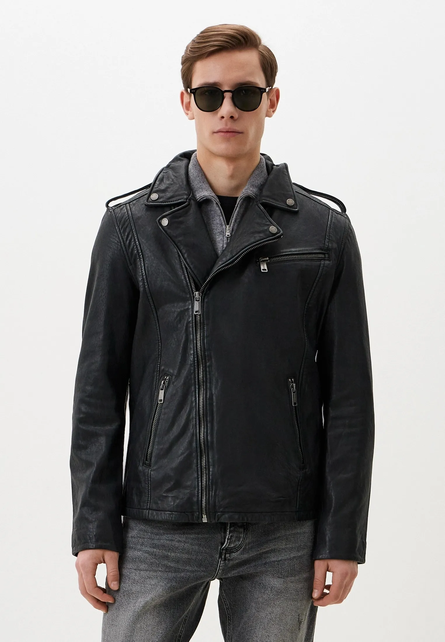 Куртка кожаная men´s leather jacket Чёрный