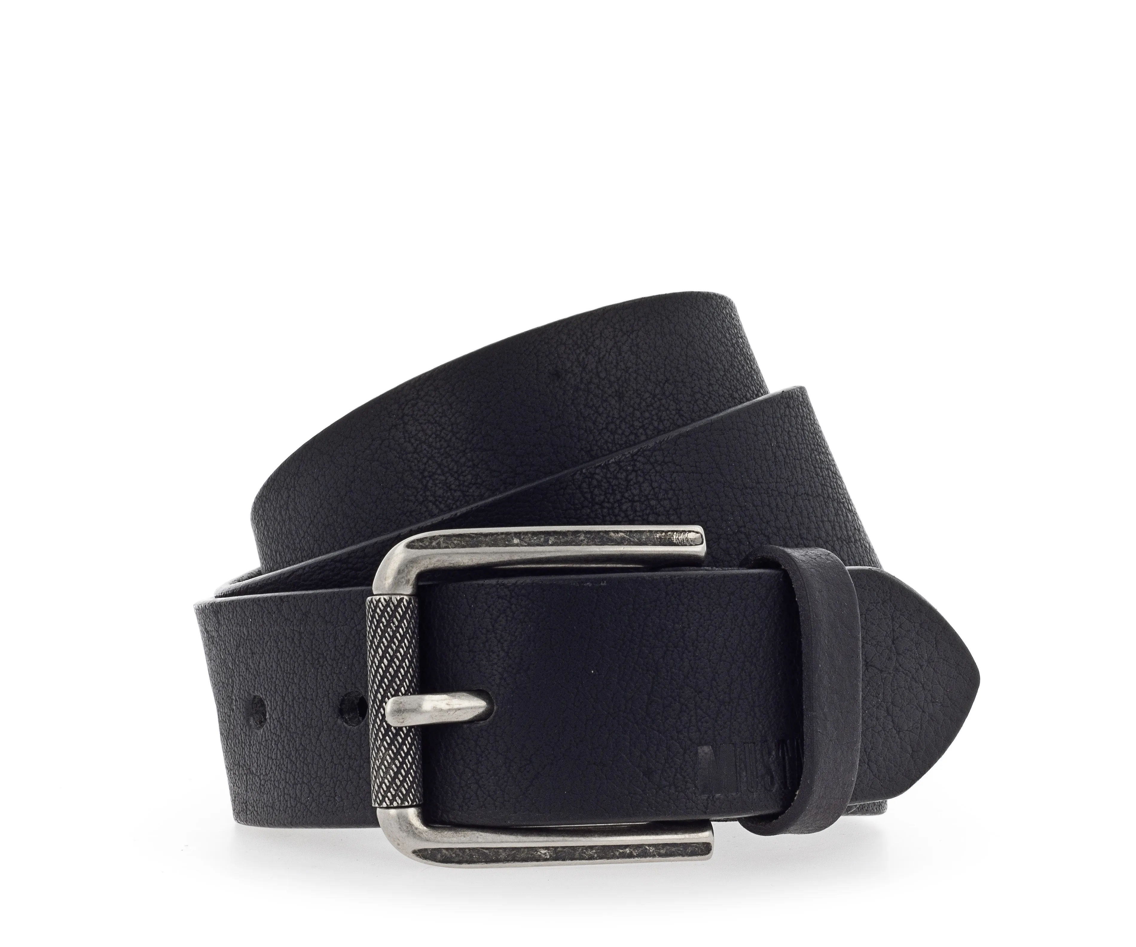 Ремень Leather belt in 40mm with buckle in blackened silver Чёрный